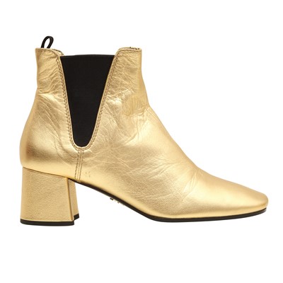 Lot 455 - Prada Metallic Gold Block Heel Ankle Boot - Size 37