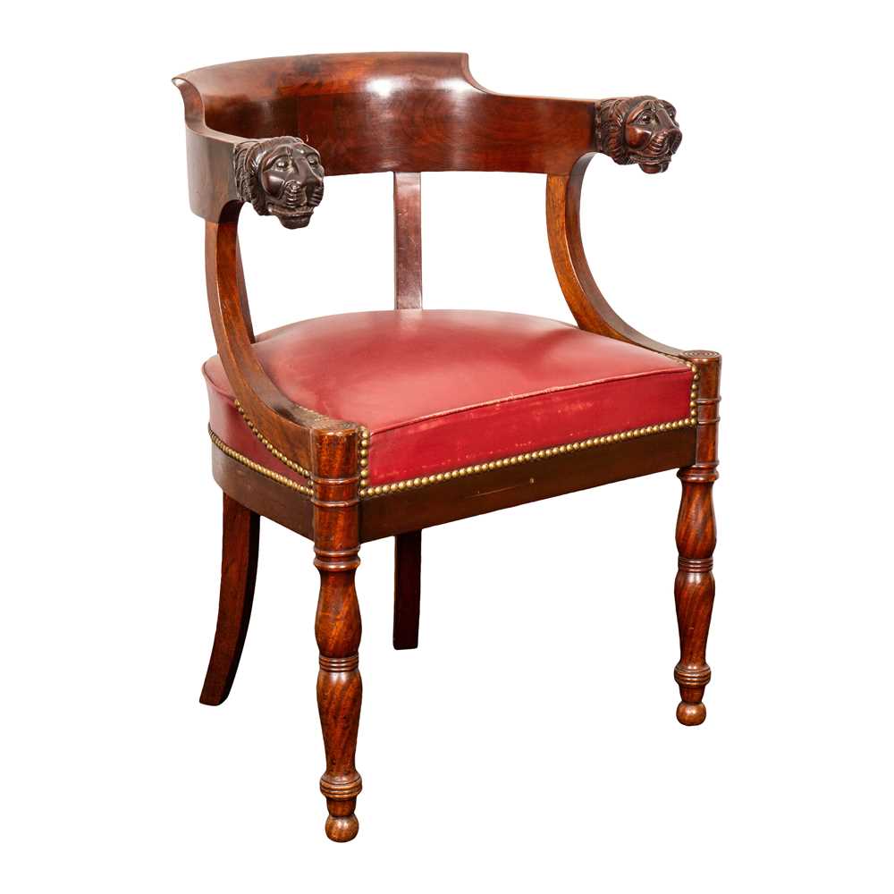 2 - A 19th Century French Empire 'Fauteuil de Bureau' mahogany desk chair