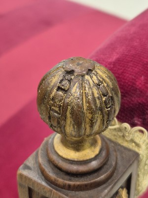 Lot 9 - A pair of French Empire walnut and parcel gilt X-frame stools