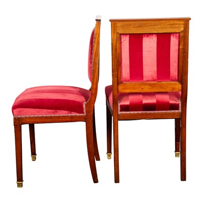 Lot 24 - A pair of Empire style mahogany side chairs