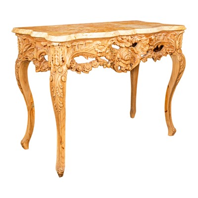 Lot 39 - A Continental Baroque style pine console table
