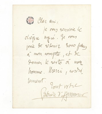 Lot 282 - D'Annunzio (Gabriele)