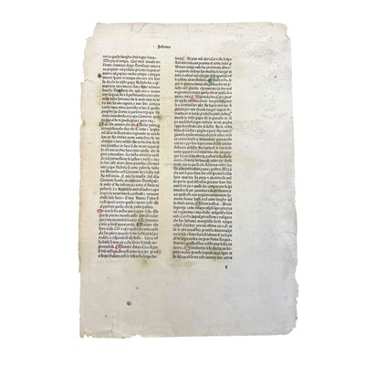 Lot 12 - Single leaf from Dante's 'La Commedia', 1477