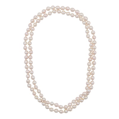 Lot 49 - A single longstrand pearl necklace