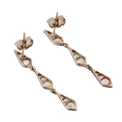 Lot 65 - A pair of diamond lozenge pendant earrings