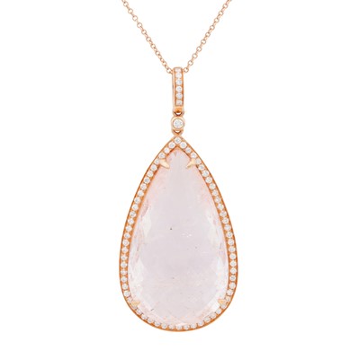 Lot 287 - A morganite and diamond pendant necklace