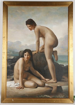Lot 158 - Sura, late 20th century. 'Bathers', oil on...