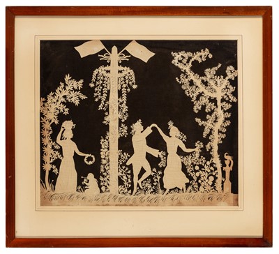 Lot 259 - Blackburn (Amelia) attributed to., Papercut depicting a maypole festival scene