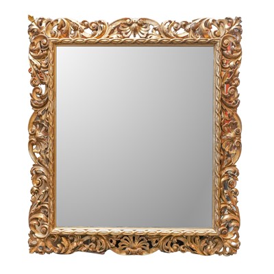 Lot 69 - A carved giltwood framed Florentine baroque wall mirror