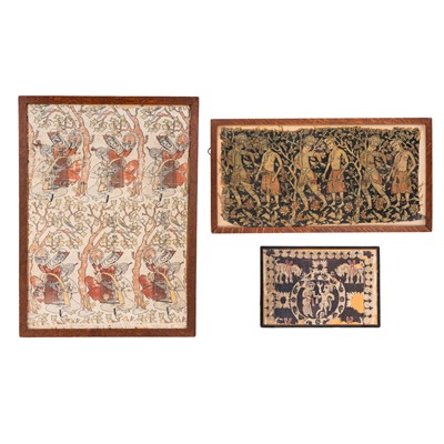 Lot 141 - A tapestry panel, possibly from a tunic, woven in black, white, and red wools with Dionysian themes