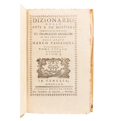 Lot 5 - Griselini. Dizionario Delle Arti De'Mestieri