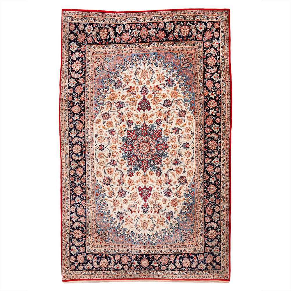 Lot 92 - An extremely fine part silk Isfahan rug, central Persia