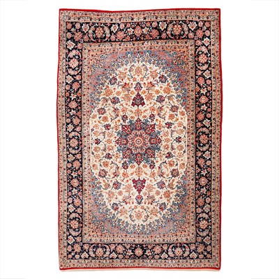 Lot 92 - An extremely fine part silk Isfahan rug, central Persia
