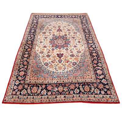 Lot 92 - An extremely fine part silk Isfahan rug, central Persia