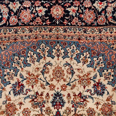 Lot 92 - An extremely fine part silk Isfahan rug, central Persia