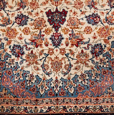Lot 92 - An extremely fine part silk Isfahan rug, central Persia
