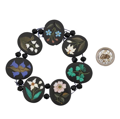 Lot 227 - A pietra dura bracelet and a button