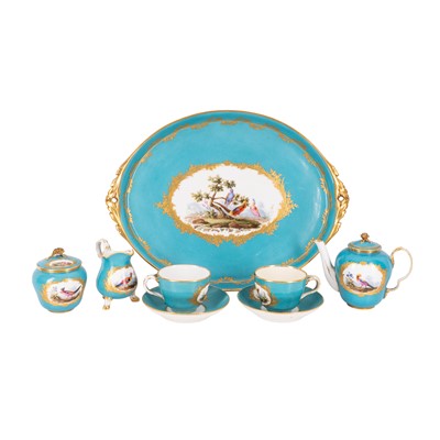 Lot 198 - A Sèvres bleu céleste-ground tête-à-tête cabaret service