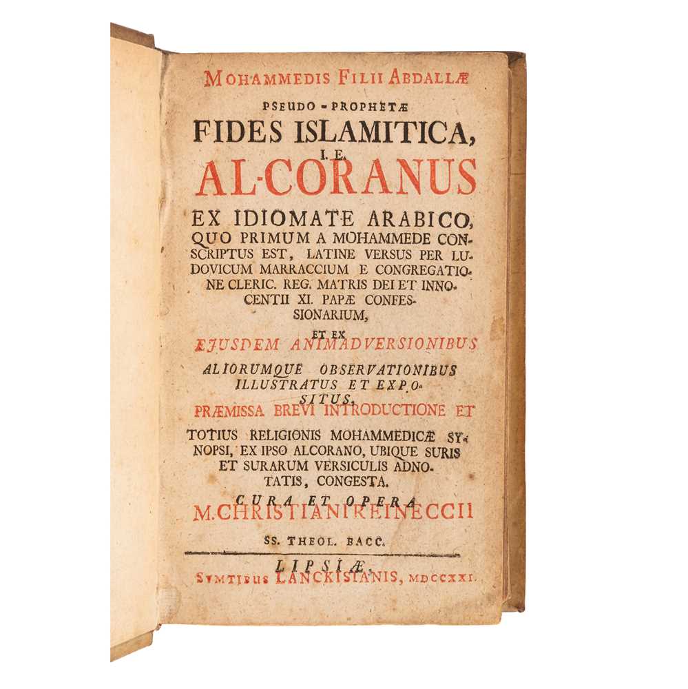 Lot 26 - Mohammedis filii Abdallae pseudo-prophetae Fides Islamitica, i. e. Al-Coranus, 1721
