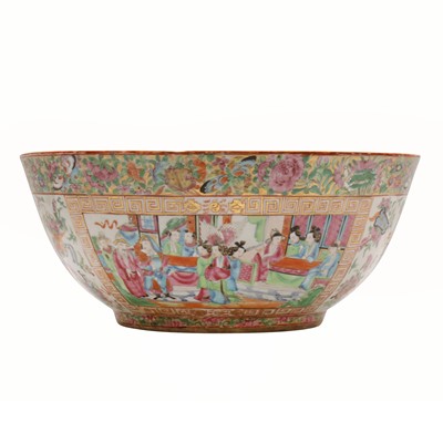 Lot 66 - A Chinese export famille-rose punch bowl, 19th century