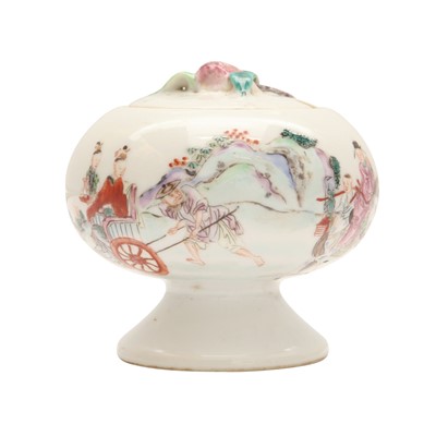 Lot 100 - A small Chinese famille-rose stem bowl, dou, late Qing dynasty