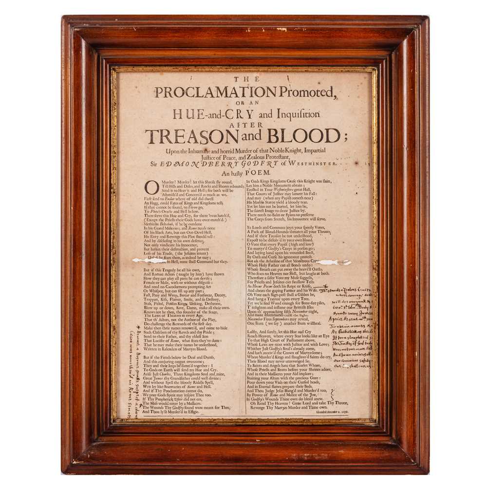 Lot 59 - Murder of Sir Edmund Berry Godfrey: two broadsheets