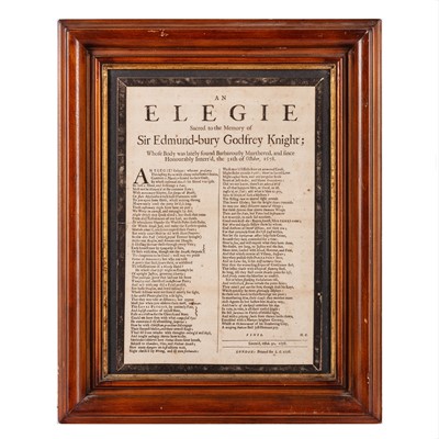 Lot 59 - Murder of Sir Edmund Berry Godfrey: two broadsheets