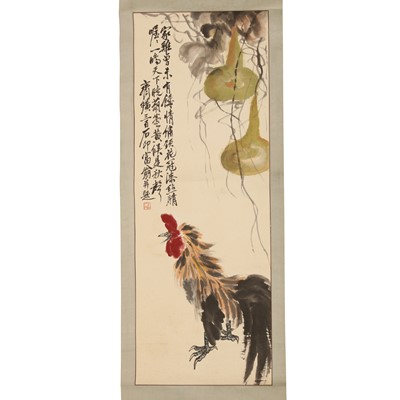 Lot 238 - Attributed to Qi Baishi 齊白石 (Xiangtan, China, 1864-1957), Rooster and Gourds