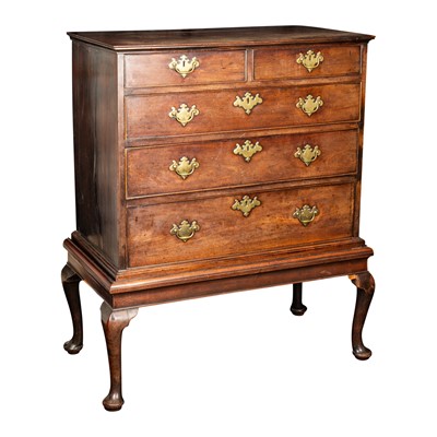 Lot 36 - A George II walnut chest on stand