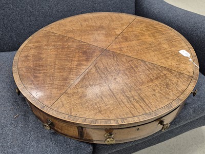 Lot 16 - A George III satinwood and rosewood drum table