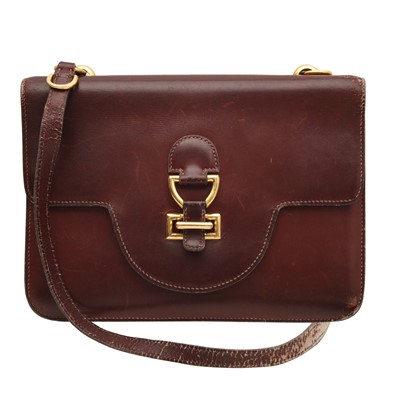 Lot 52 - Hermes Burgundy Box Sandrine Shoulder Bag