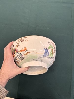 Lot 62 - A Chinese famille-rose 'figurative' punch bowl, Qing dynasty, Yongzheng / Qianlong period