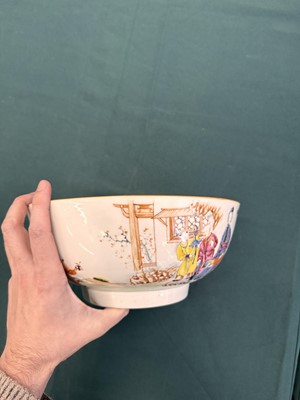 Lot 62 - A Chinese famille-rose 'figurative' punch bowl, Qing dynasty, Yongzheng / Qianlong period