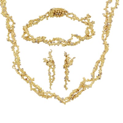 Lot 254 - Charles De Temple | A 'Caviar' necklace, bracelet, and earring suite