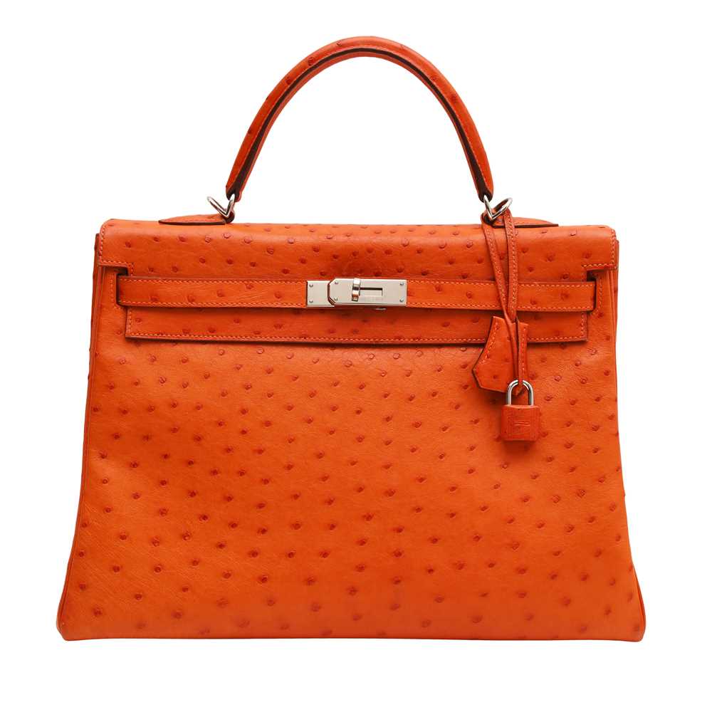 Lot 78 - λ Hermes Tangerine Ostrich Kelly Retorne 35