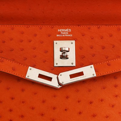 Lot 78 - λ Hermes Tangerine Ostrich Kelly Retorne 35
