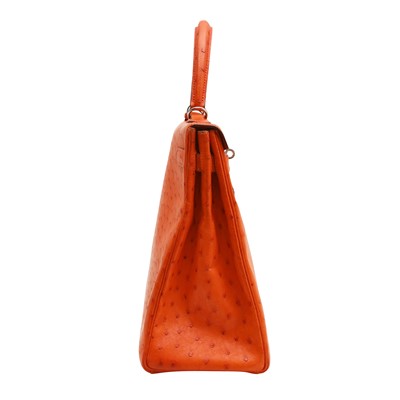 Lot 78 - λ Hermes Tangerine Ostrich Kelly Retorne 35