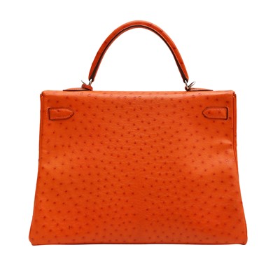 Lot 78 - λ Hermes Tangerine Ostrich Kelly Retorne 35