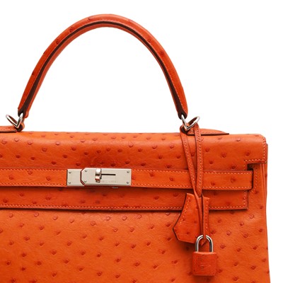 Lot 78 - λ Hermes Tangerine Ostrich Kelly Retorne 35