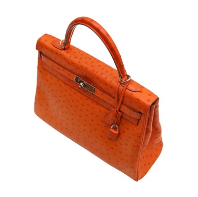 Lot 78 - λ Hermes Tangerine Ostrich Kelly Retorne 35