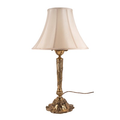 Lot 307 - Two late 19th or early 20th Century gilt brass-bronze table lamps