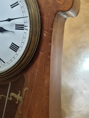 Lot 51 - An Art Nouveau inlaid mahogany mahogany mantel clock with white enamel dial