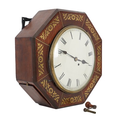 Lot 53 - An early 19th Century rosewood and brass inlaid octagonal wall clock