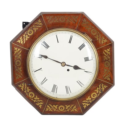Lot 53 - An early 19th Century rosewood and brass inlaid octagonal wall clock
