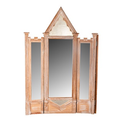 Lot 56 - A Gothic Revival pine triptych mirror