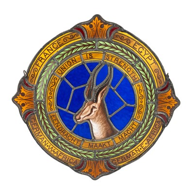 Lot 162 - South African Overseas Expeditionary Force, Regimental stained glass panel, circa 1920