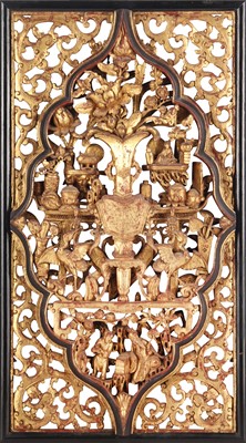 Lot 561 - A Chinese carved gilt-wood panel, 19th century