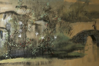 Lot 531 - A Chinese landscape painting depicting a...