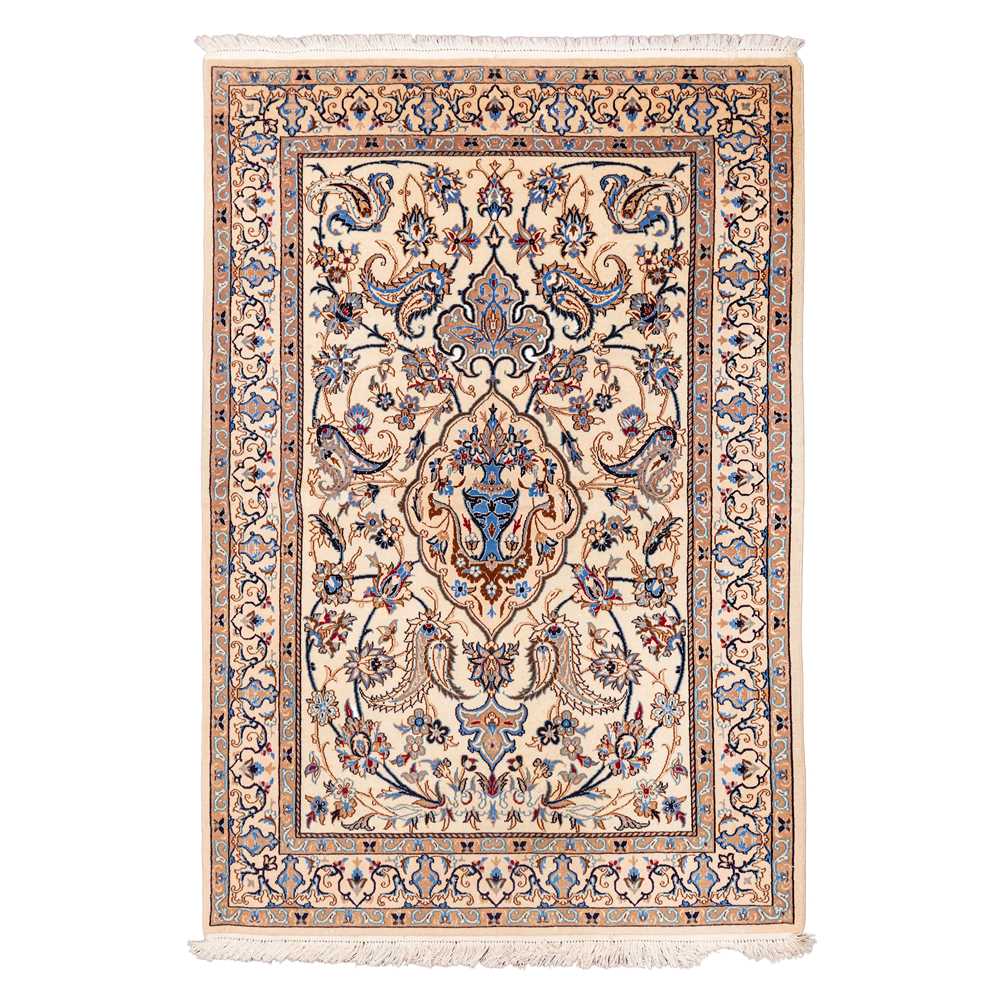 Lot 8 - A fine part silk Nain rug, central Persia