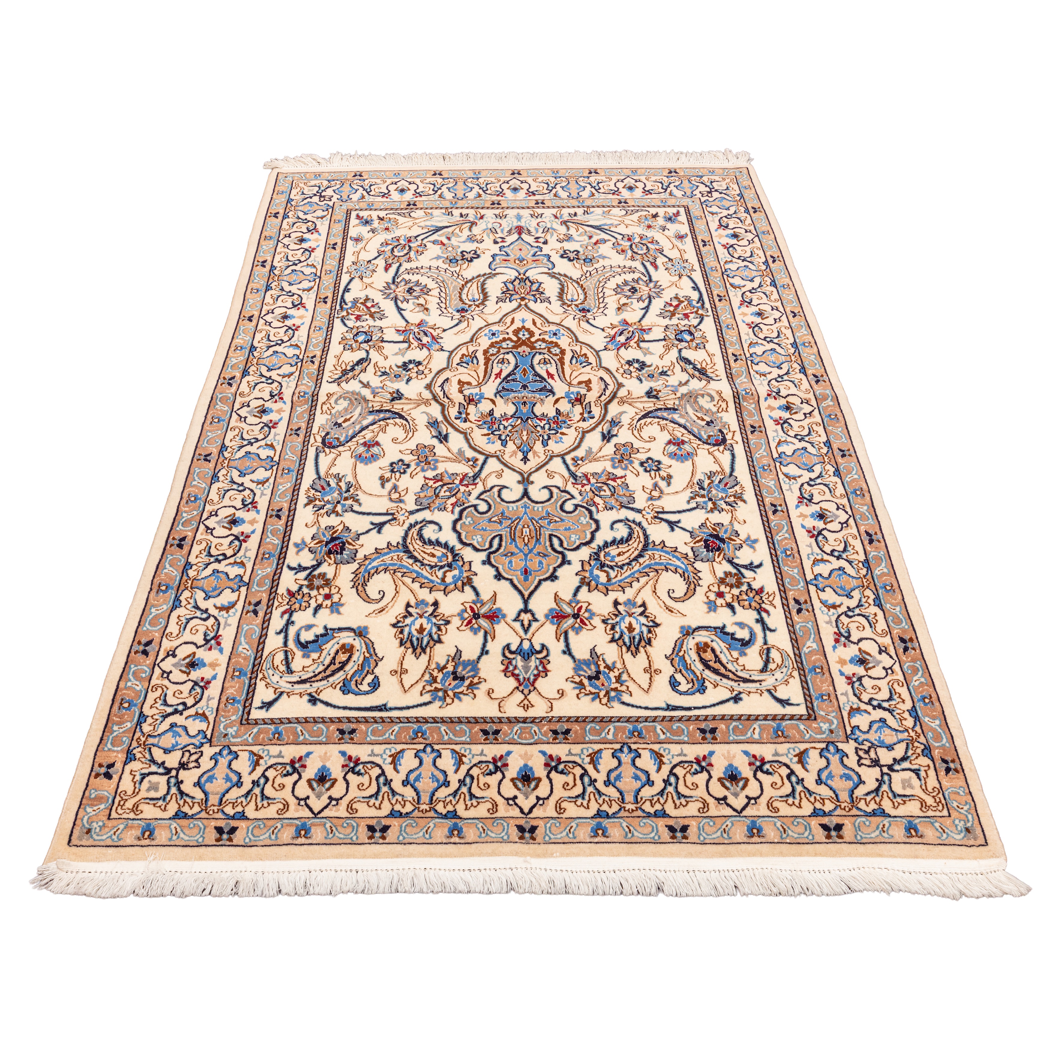 Lot 8 - A fine part silk Nain rug, central Persia